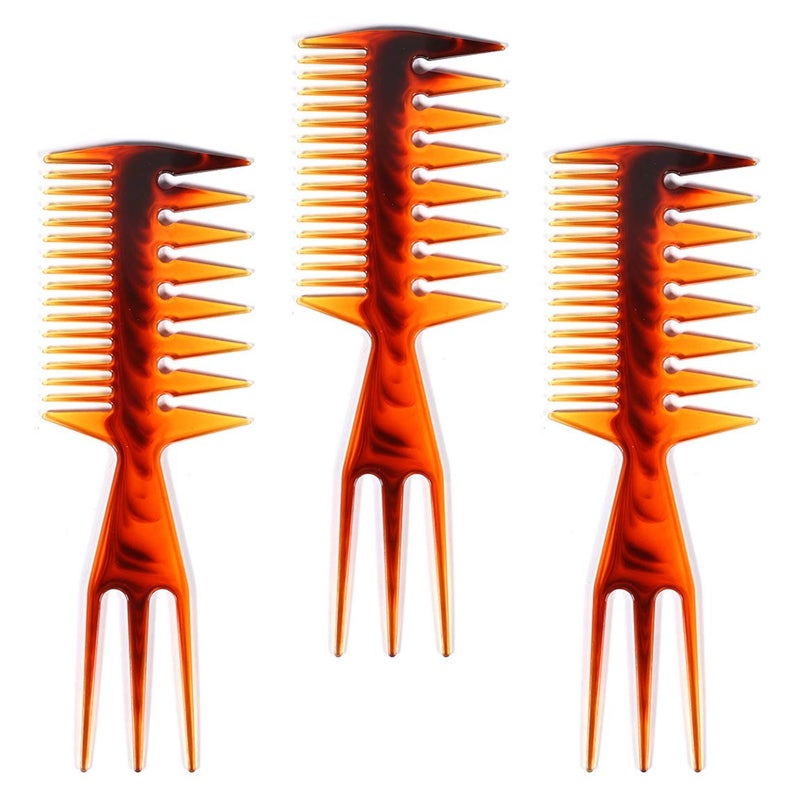 lasenersm 3 Pieces 3-in-1 Double-Sided Plastic Fish Tail Comb: Multifunctional Styling Tool for Hair Coloring, Highlighting, Balayage, and Microbraiding - Image 1